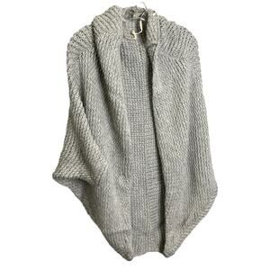 Indigenous Women's Poncho Cardigan Crochet Shrug Gray Open Front Alpaca Wool OS